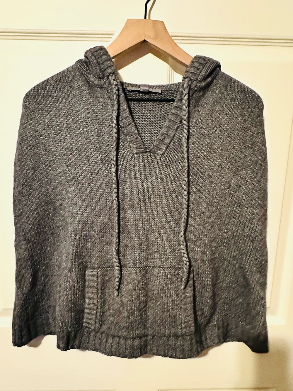 At Studio | Poncho | At Home Dark Gray Knit Hooded Sweater Poncho